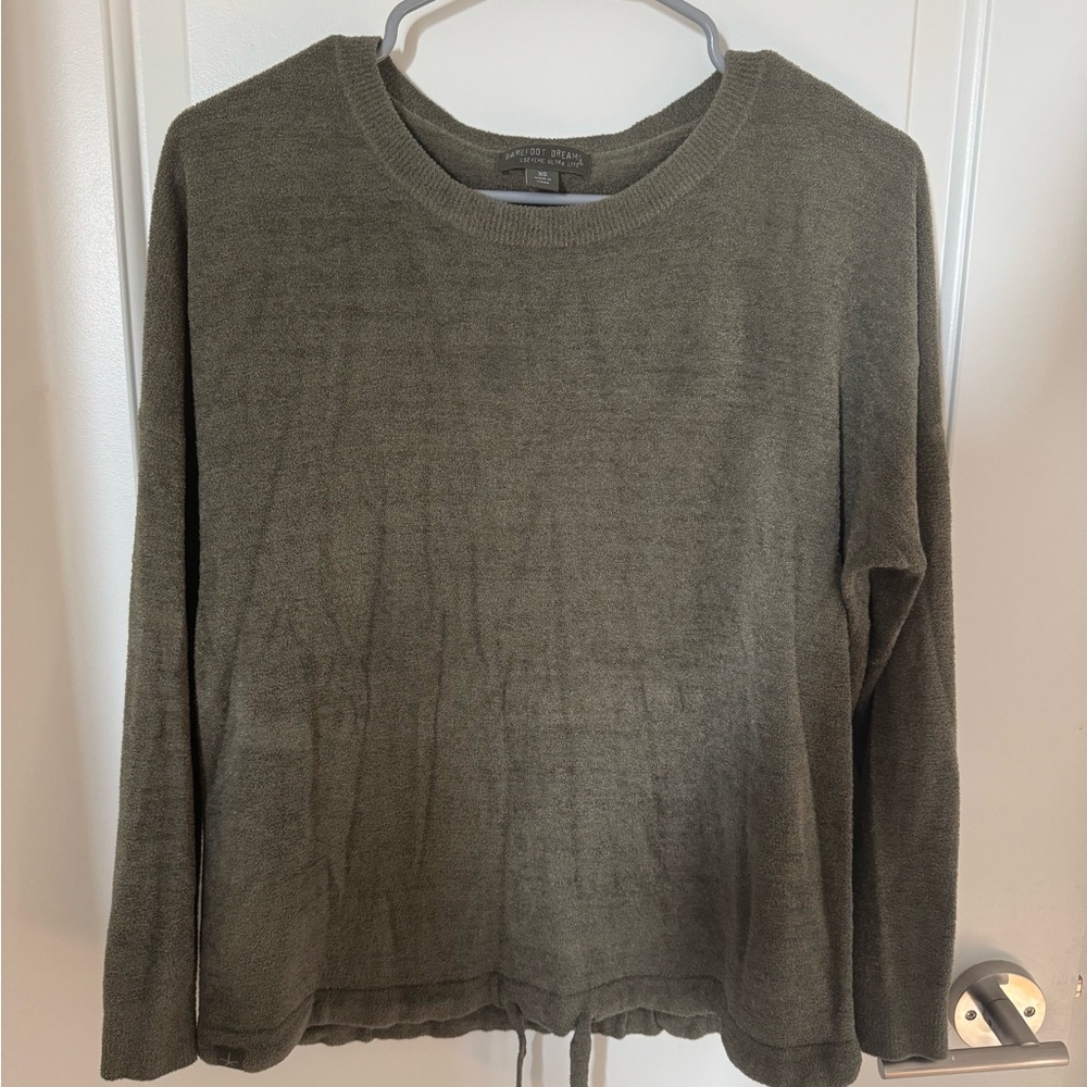Barefoot Dreams CozyChic Long Sleeve Olive Green Shirt (Size XS)
